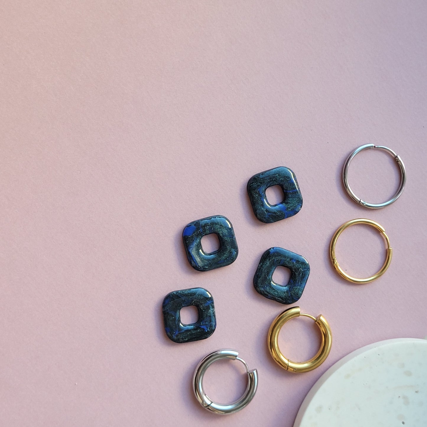 Mix&Match schwarz blau glänzend - Anhänger zum austauschen für Creolen - Georgetown