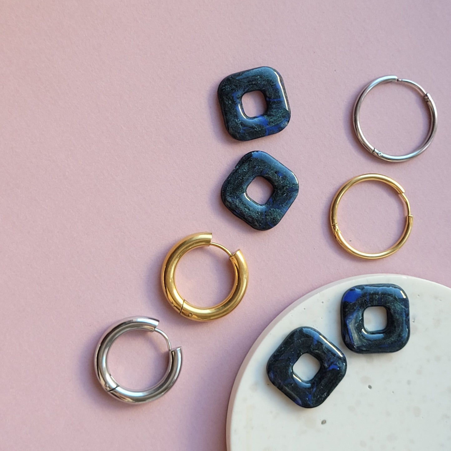 Mix&Match schwarz blau glänzend - Anhänger zum austauschen für Creolen - Georgetown
