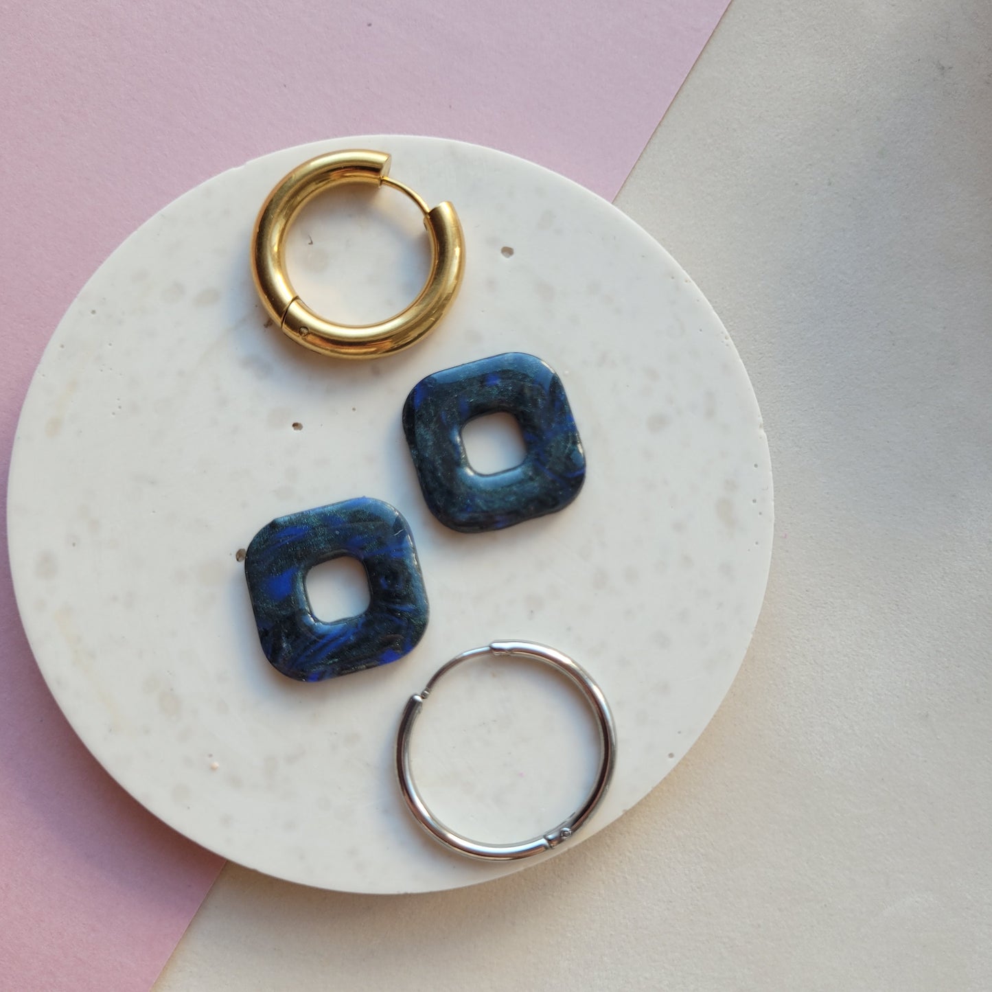 Mix&Match schwarz blau glänzend - Anhänger zum austauschen für Creolen - Georgetown