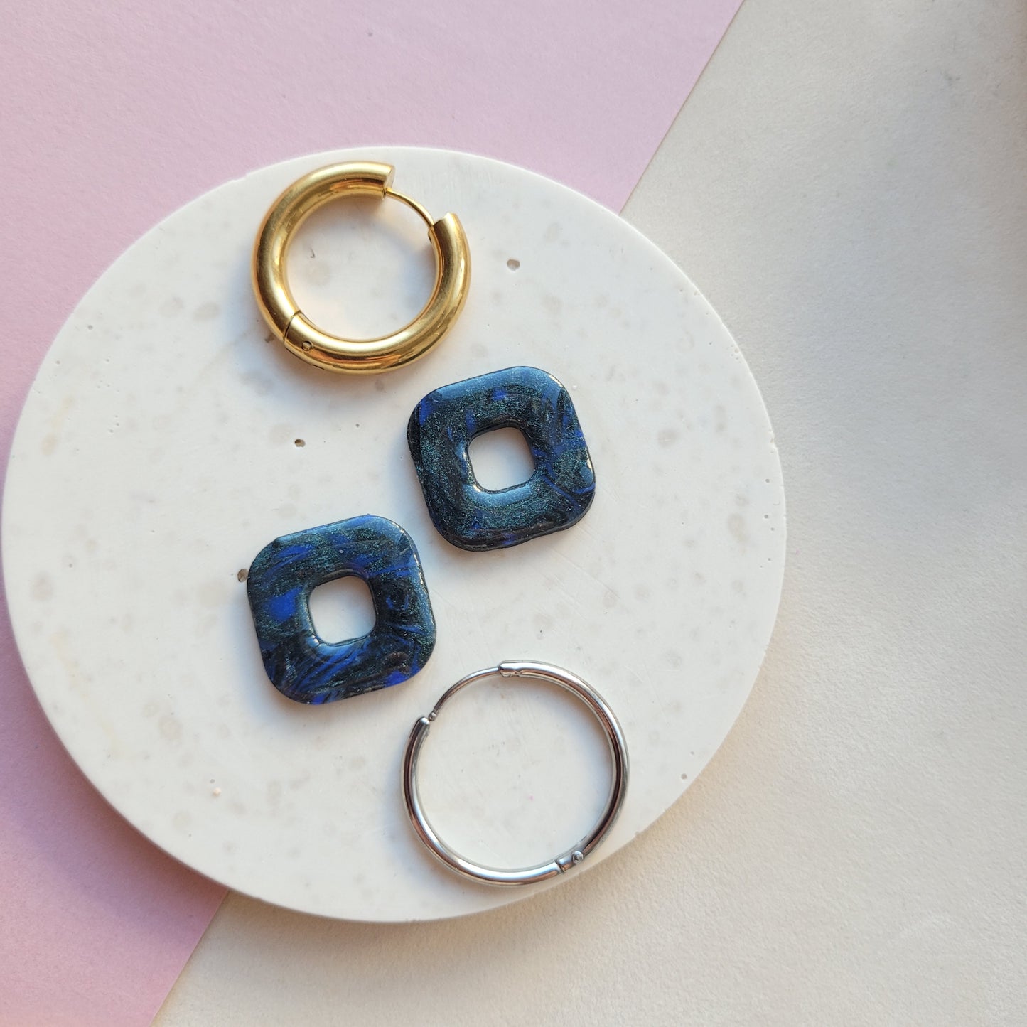 Mix&Match schwarz blau glänzend - Anhänger zum austauschen für Creolen - Georgetown