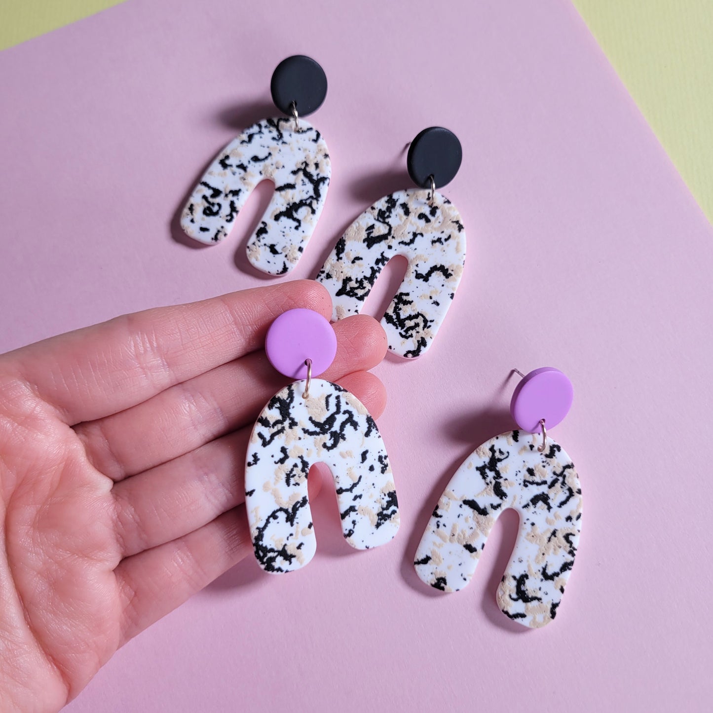 Statement-Ohrringe mit Terrazzo-Optik & Edelstahlstecker