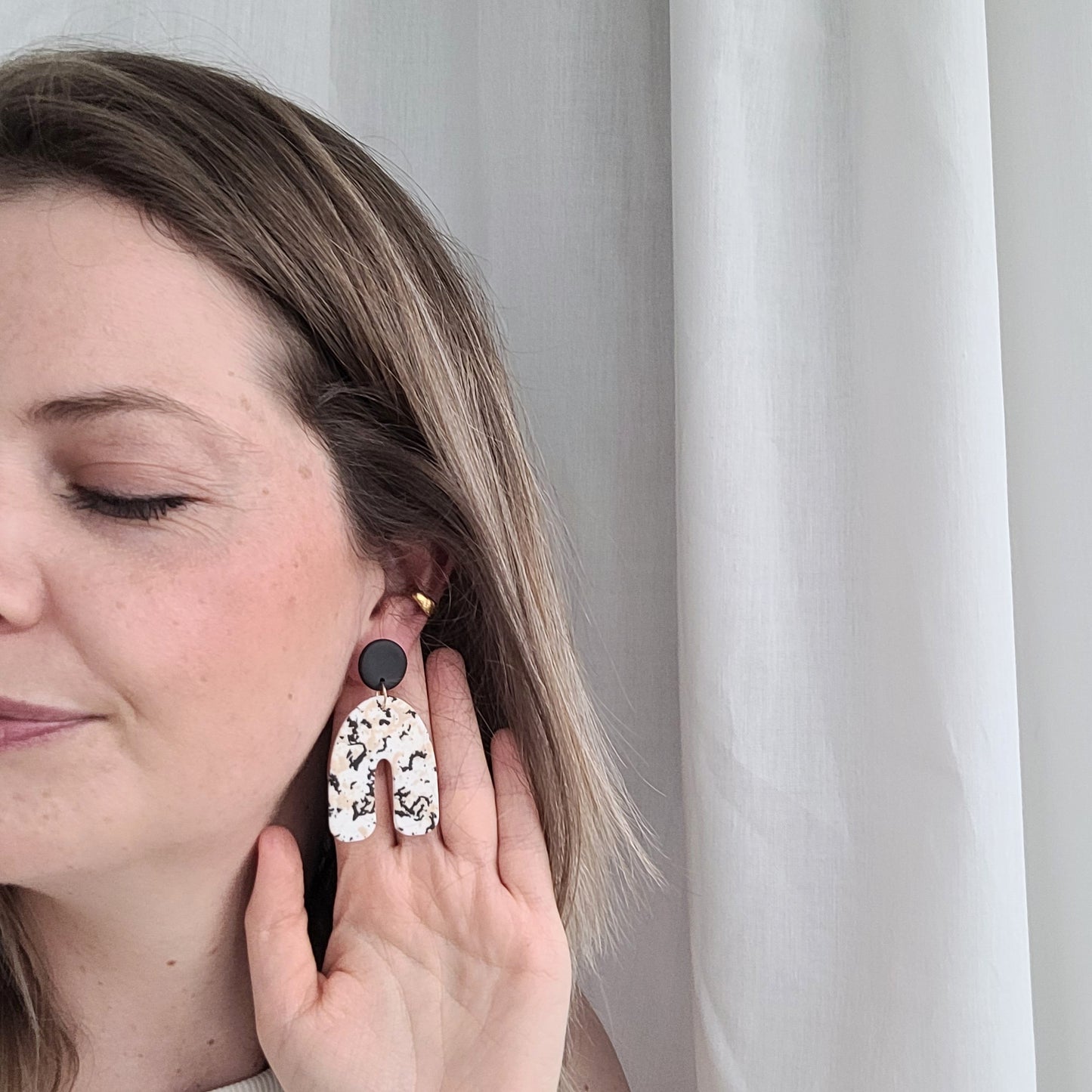Statement-Ohrringe mit Terrazzo-Optik & Edelstahlstecker
