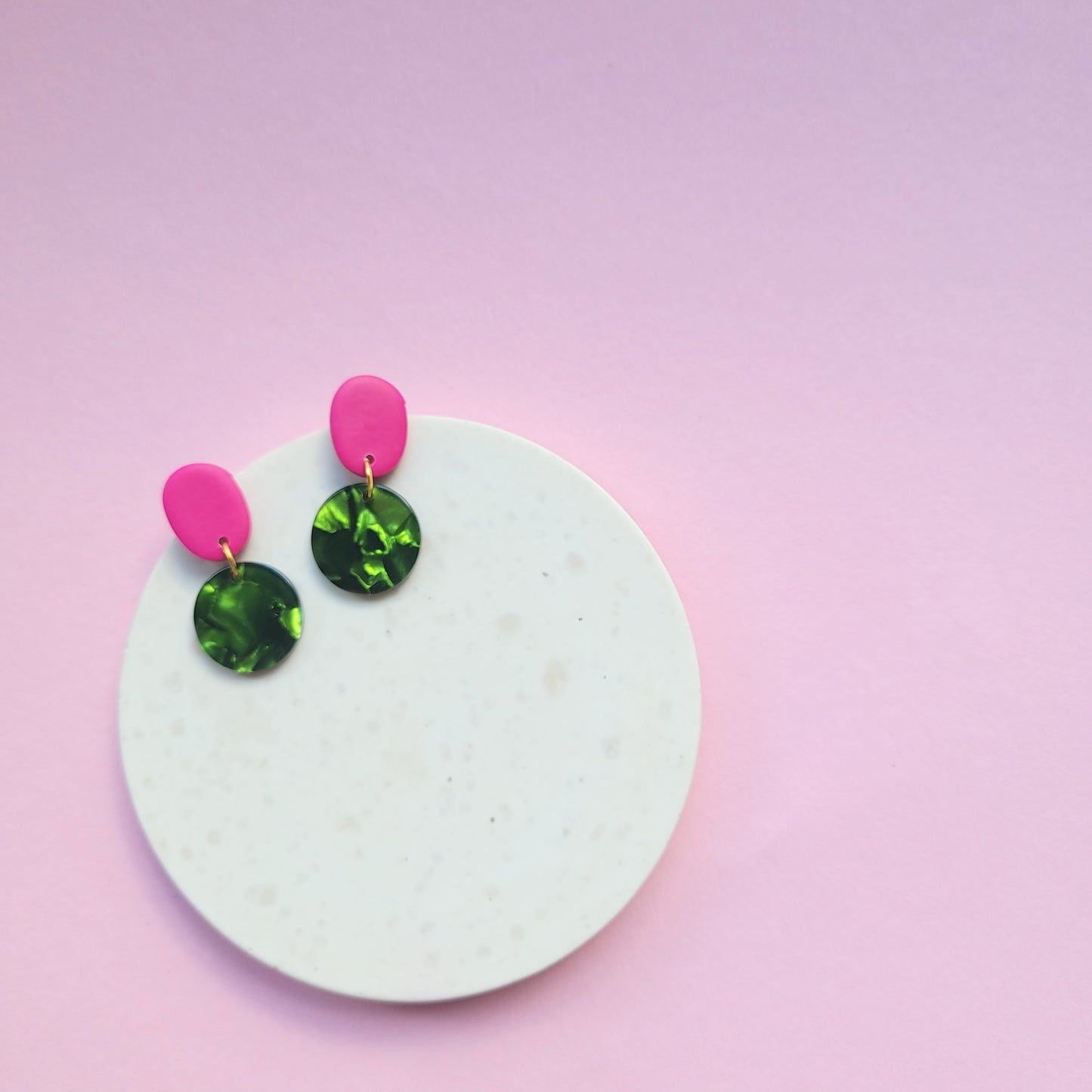 Matcha & Magenta - farbenfrohe Statementohrringe