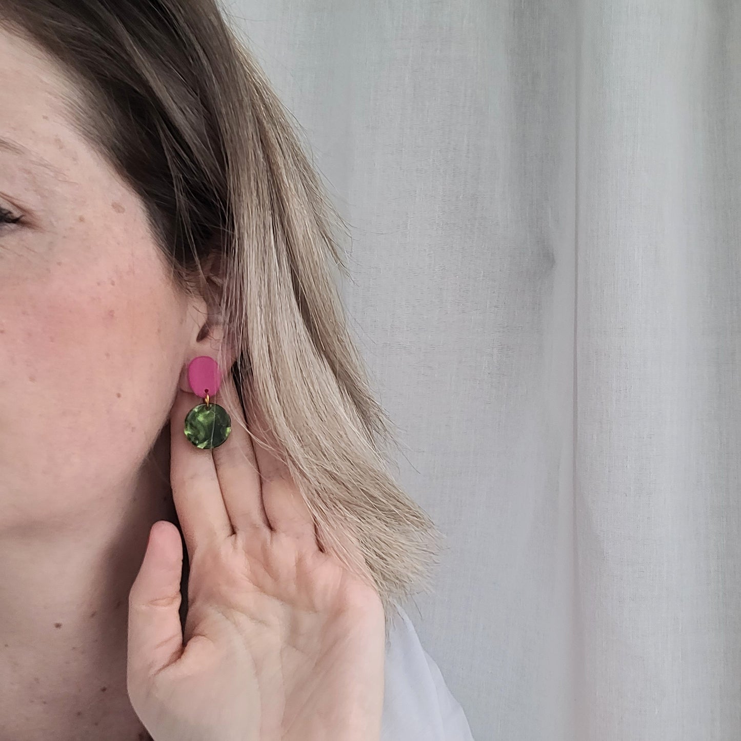 Matcha & Magenta - farbenfrohe Statementohrringe