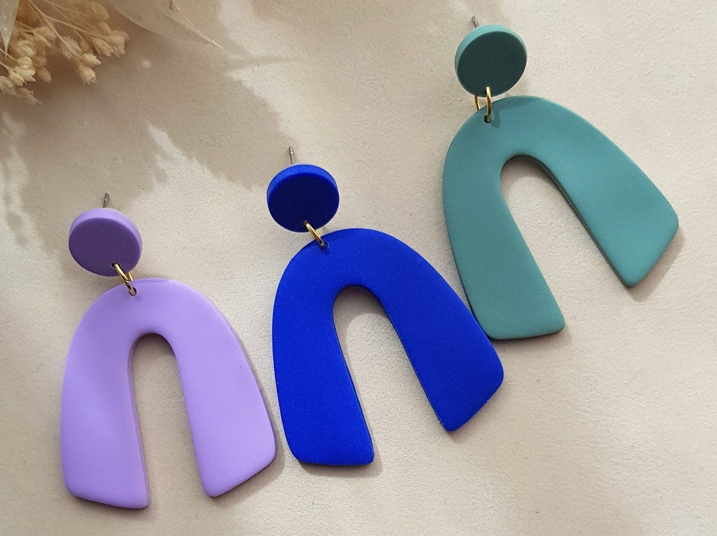 Statement-Ohrringe, Flieder, Blau und Salbei