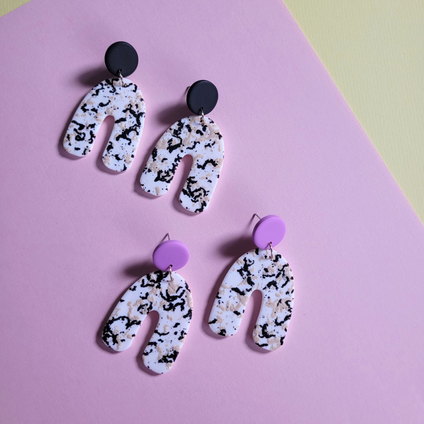 Statement-Ohrringe mit Terrazzo-Optik & Edelstahlstecker
