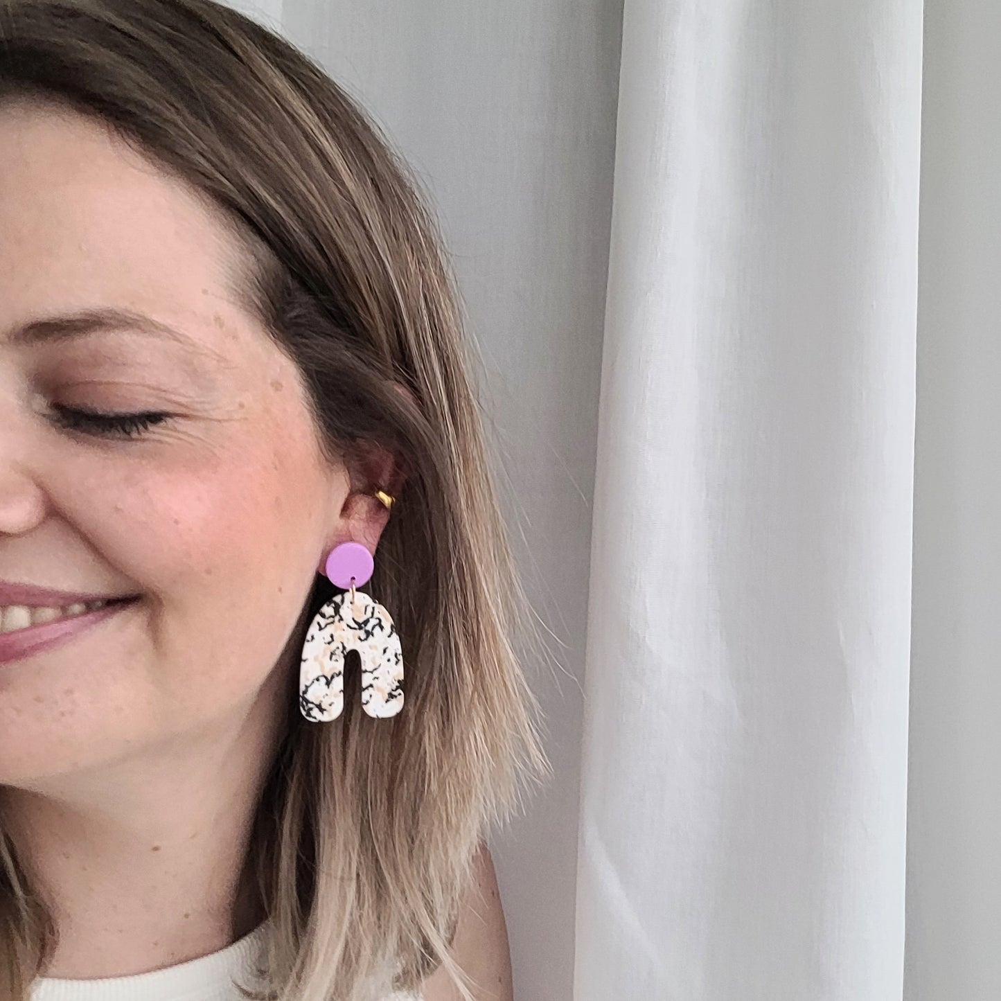 Statement-Ohrringe mit Terrazzo-Optik & Edelstahlstecker