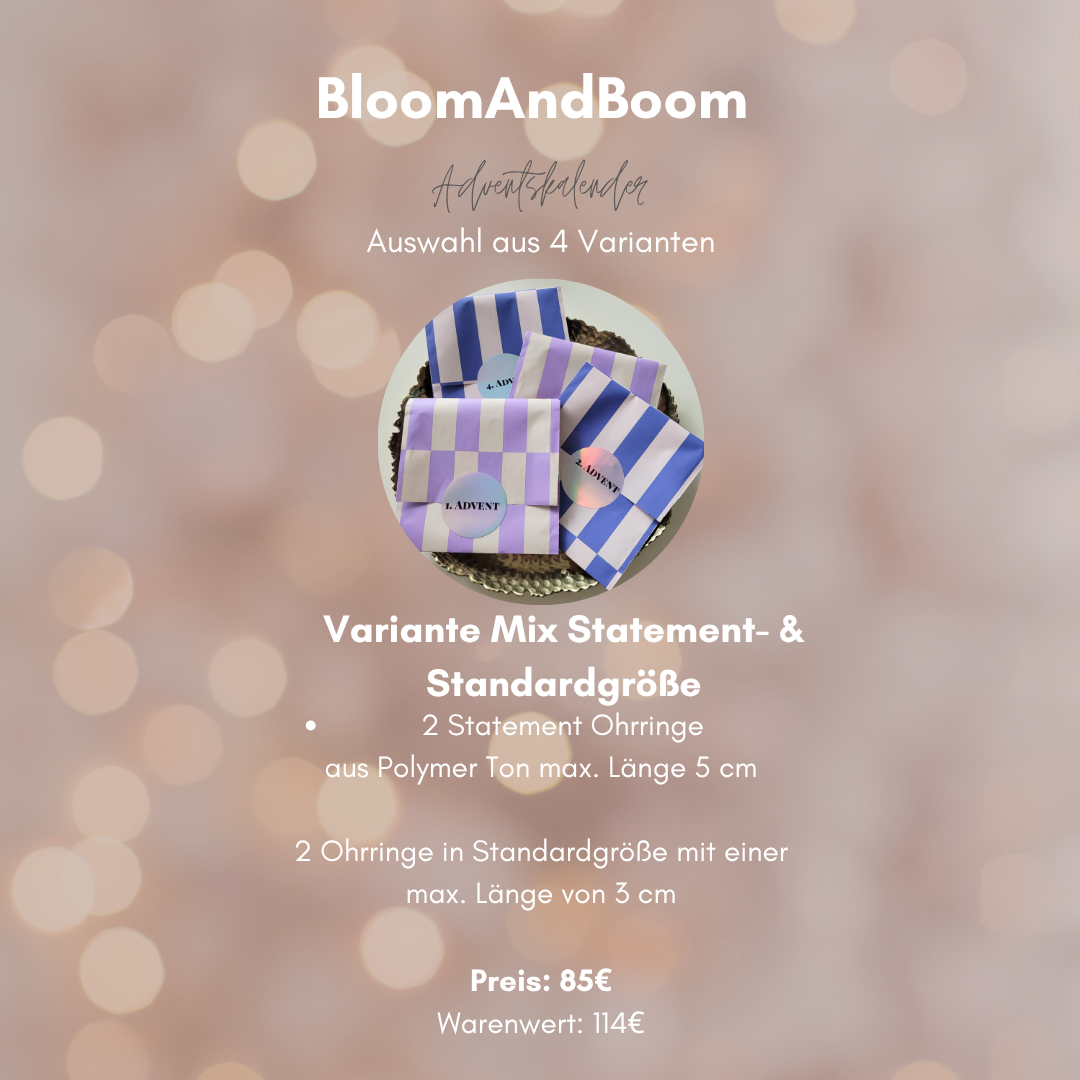 Mix Ohrrige Adventskalender - Statement- und Standardgröße - 4 Paar Ohrringe
